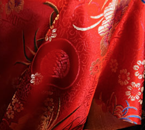 Red Floral Chinese Silk