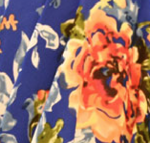 Royal Blue Rayon Floral Fabric swatch
